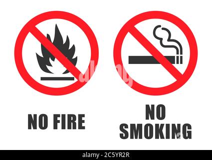 Symbol „kein Feuer“. Symbol für kein Flammenzeichen. Vektorgrafik. Isoliert auf weißem Hintergrund. Stock Vektor