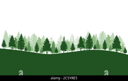 Nadelwald, Vektor Silhouette - Bäume Kiefer, Tanne, Fichte, weihnachtsbaum. Stock Vektor