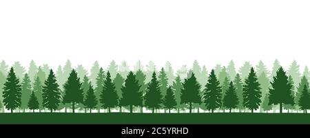 Nadelwald, Vektor Silhouette - Bäume Kiefer, Tanne, Fichte, weihnachtsbaum. Stock Vektor