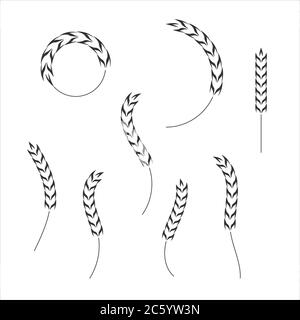 Getreide Korn Spikes Icon Form Set. Landwirtschaft Lebensmittel Logo ...