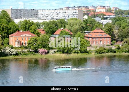 Panorama des Stockholmer Archipels vom Skansen Park bis zur Insel Östermalm Stockfoto