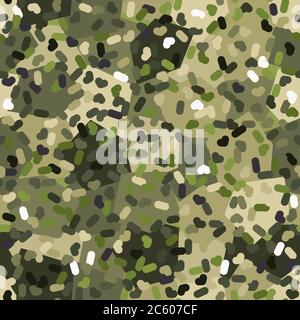 Camouflage nahtlose Muster Hintergrund. Klassischer Mode-Masking mit Camo-Repeat-Druck. Grün und Olive Farben Armee Feld und Wald Textur. Design Stock Vektor