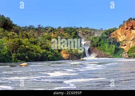 Der Wasserfall auf dem Victoria Nil, Murchison Falls, Norduganda Stockfoto