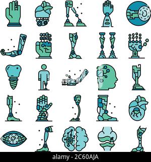 Künstliche Gliedmaßen Symbole Vektor flach Stock Vektor