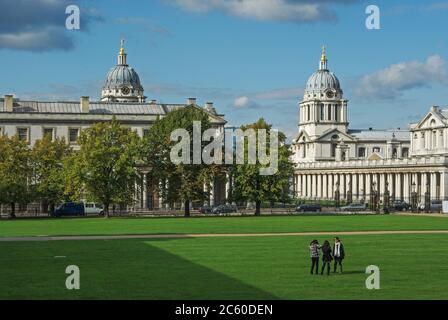 Old Royal Naval College, Greenwich, London, Großbritannien; englischer Barockbau des 17. Jahrhunderts. Stockfoto