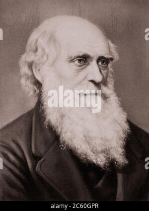 Charles Robert Darwin (1809 – 1882) war ein englischer Naturforscher, Geologe und Biologe, der vor allem für seine Beiträge zur Evolutionswissenschaft bekannt war. Stockfoto