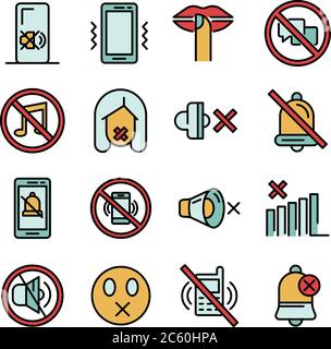 Symbole für Stille Vektorabflachen Stock Vektor