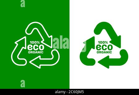 Recycling-Zeichen, dreieckige Looped Pfeile, grün Symbol weißen Hintergrund. Vektorgrafik Stock Vektor