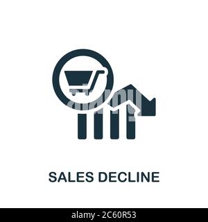 Symbol für Umsatzrückgang. Einfaches Element aus der Krisensammlung. Symbol für die Ablehnung kreativer Verkäufe für Webdesign, Vorlagen, Infografiken und mehr Stock Vektor