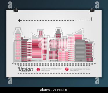 Moderne Stadtlandschaft. Vektorgrafik. Flach. Stock Vektor