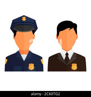 Polizist Avatar Abbildung. Trendige Polizist Symbol im flachen Stil. Stock Vektor