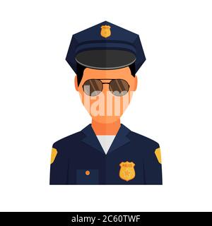 Polizist Avatar Abbildung. Trendige Polizist Symbol im flachen Stil. Stock Vektor