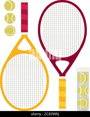 Vector Set von Tennisschlägern und Tennisbällen Stock Vektor