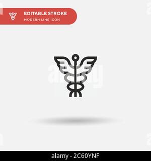 Stab des Asklepius einfaches Vektor-Symbol. Illustration Symbol Design Vorlage für Web mobile UI Element. Perfekte Farbe modernes Piktogramm auf bearbeitbaren Strich. Stab von Asclepius Icons für Ihr Business-Projekt Stock Vektor