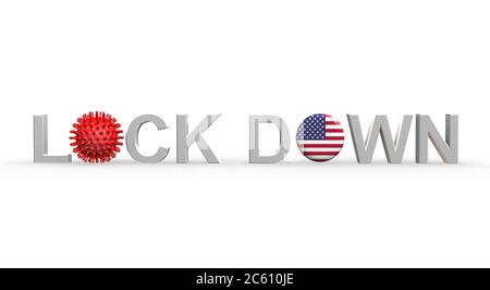 3D-Darstellung des Lock-Down-Protokolls in den USA Stockfoto