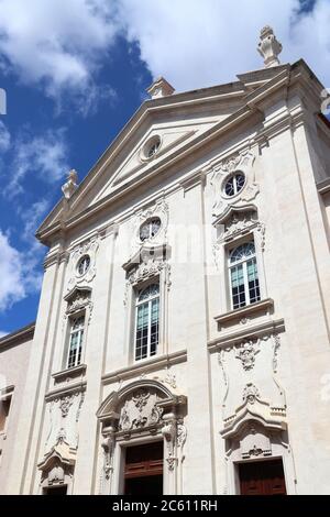 Stadtzentrum von Lissabon in Portugal. Banco de Portugal - central bank Gebäude. Stockfoto