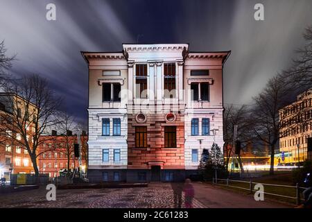 Helsinki, Finnland - Januar 2018: Lux Helsinki Light Festival, Museum für finnische Architektur Stockfoto