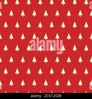 Weihnachten nahtlose Muster mit weihnachtsbäumen auf rotem Hintergrund. Textur für Winterurlaub. Design für Web-Hintergrund, Tapete, Geschenkpapier. Stock Vektor