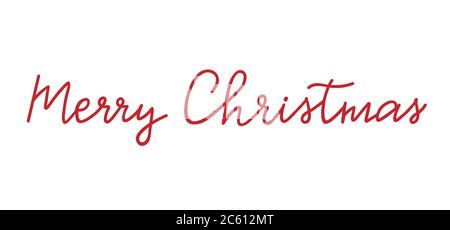 Frohe Weihnachten handgezeichnete Schriftzüge. Roter Weihnachtstext auf weißem Hintergrund isoliert. Urlaub einzigartige Grußadresse für Karten, Poster, Banner, Flyer. Chri Stock Vektor