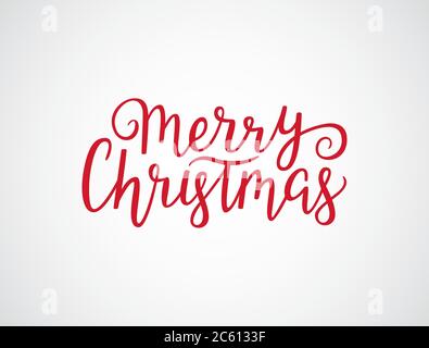 Frohe Weihnachten handgezeichnete Schriftzüge. Roter Weihnachtstext auf weißem Hintergrund isoliert. Weihnachtsgruß-Zitat für Karten, Poster, Banner, Flyer. Vektor Stock Vektor