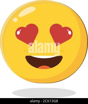 Emoticon lächelndes Gesicht. Symbol der Liebe. Cartoon isolierte Vektor-Illustration auf weißem Hintergrund Stock Vektor