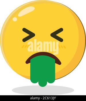 Puke Emoticon. Cartoon isolierte Vektor-Illustration auf weißem Hintergrund Stock Vektor