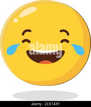Emoticon lachend mit Tränen in den Augen. Cartoon isolierte Vektor-Illustration auf weißem Hintergrund Stock Vektor