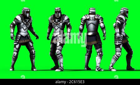 Knight Isolate auf grünem Bildschirm. Realistisches 3d-Rendering. Stockfoto