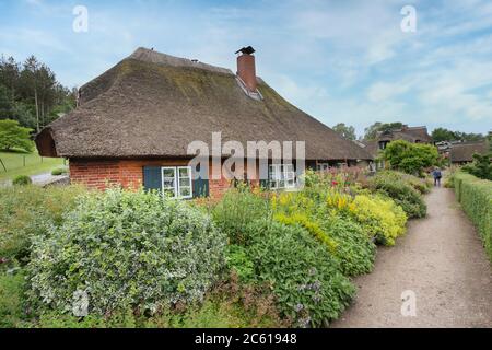 Fischerdorf Gothmund am Fluss Trave Stockfoto