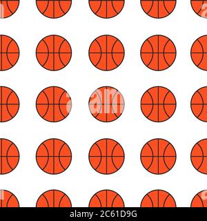 Orange Basketball Kugeln nahtlose Vektor-Muster Hintergrund Stock Vektor