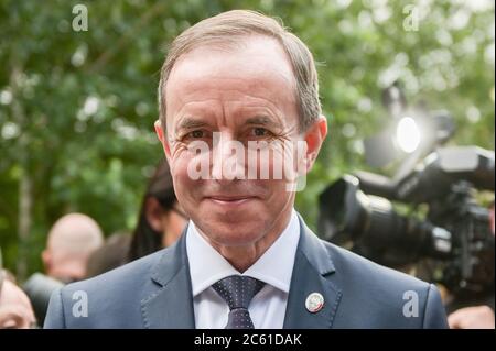 Der polnische Senatssprecher Tomasz Grodzki nimmt an der Enthüllung des Denkmals für Wladyslaw Bartoszewski in Sopot Teil.Wladyslaw Bartoszewski war ein polnischer Historiker, Publizist, Journalist, Schriftsteller, Sozialaktivist, Politiker und Diplomat. Auschwitz-Häftling, Offizier der Heimatarmee, Aktivist des polnischen Untergrundstaates, Teilnehmer des Warschauer Aufstands. Stockfoto