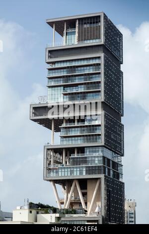 Mumbai, Indien. Antilia, die teuerste Privatwohnung der Welt, im Besitz von Mukesh Ambani von Reliance Industries Stockfoto