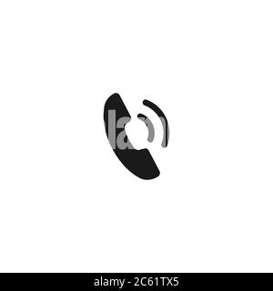Schwarzes flaches Symbol der Telefonröhre. Isoliert auf Weiß. Vektorgrafik. Stock Vektor