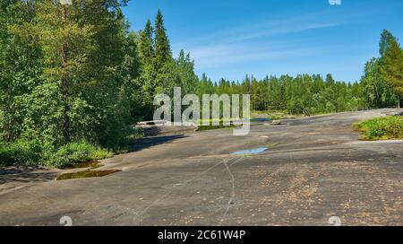 Felszeichnungen des Weißen Meeres in Zalavruga. Russland, Karelien, Zalavruga Stockfoto