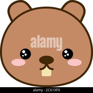 Cute Biber Cartoon Linie und füllen Stil Icon Design, Kawaii Tier Zoo Leben Natur und Charakter Thema Vektor Illustration Stock Vektor