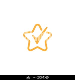 Gültiges Siegel-Symbol. Goldener Stern mit weißer Zecke. Sticker-Symbol für „flach OK“. Isoliert auf Weiß. Schaltfläche Akzeptieren. Vektorgrafik. Qualität Überprüft. Cer Stock Vektor