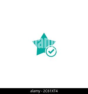 Gültiges Siegel-Symbol. Blauer Stern mit weißer Zecke. Sticker-Symbol für „flach OK“. Isoliert auf Weiß. Schaltfläche Akzeptieren. Vektorgrafik. Qualität Überprüft. Certi Stock Vektor