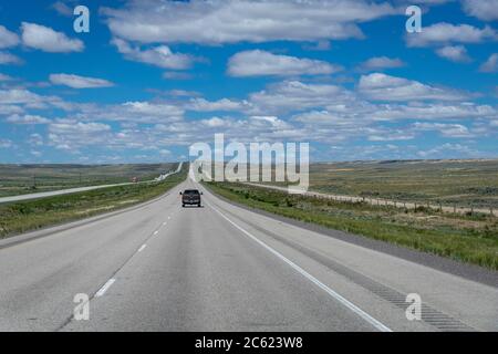 Weiter offener Highway, Nebraska, USA Stockfoto