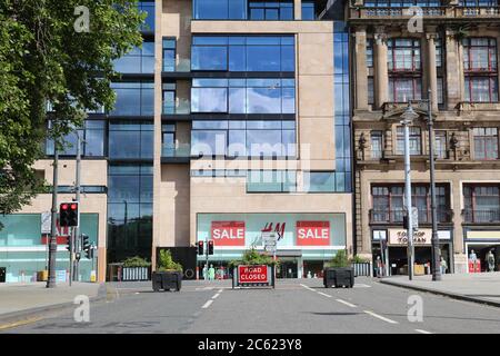 Straßensperrungen auf der Princes Street Stockfoto