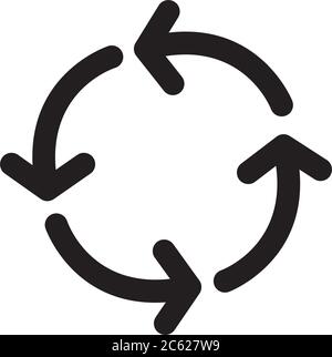 Vier Pfeile in Kreisform auf weißem Hintergrund, Silhouettenstil, Vektorgrafik Stock Vektor