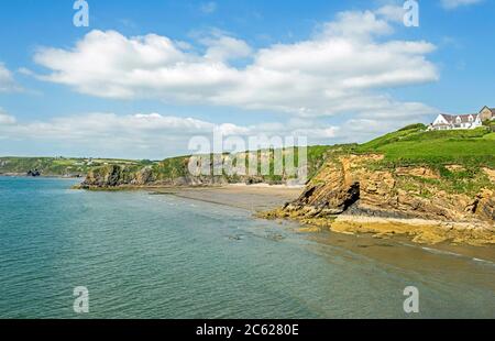 Settlands, eine Bucht oder ein Strand zwischen Little Haven und Broad Haven an der südlichen Pembrokeshire Küste. Ich wurde hier aufgewachsen und kann es kaum erwarten, wieder zu kommen Stockfoto