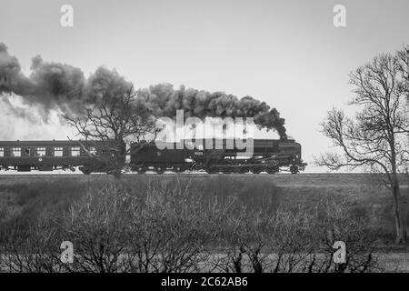 BR '9F' 2-10-0 No. 92212, Medstead an der Mid-Hants Railway, Hampshire Stockfoto