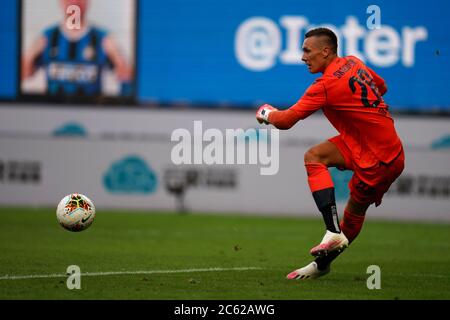 Mailand, Italien. Juli 2020. Italienische Fußball-Serie A. Lukasz Skorupski von Bologna FC während der Serie EIN Spiel zwischen Internazionale FC und Bologna FC. Stockfoto