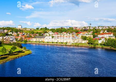 Trondheim Stadt Antenne Panoramablick. Trondheim ist der Dritte die bevölkerungsreichste Gemeinde in Norwegen. Stockfoto