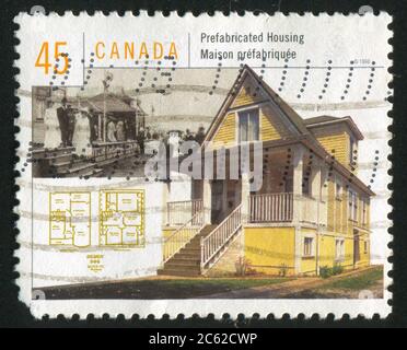 KANADA - UM 1998: Briefmarke gedruckt von Kanada, zeigt Haus, um 1998 Stockfoto