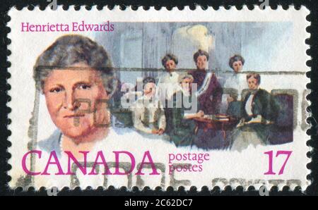 KANADA - UM 1981: Briefmarke gedruckt von Kanada, zeigt Henrietta Edwards, um 1981 Stockfoto