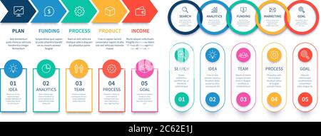 Infografik zu Prozessschritten. Schritt Business-Diagramm Stock Vektor