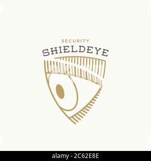 Shield Eye Security Abstraktes Vektorzeichen, Symbol oder Vorlage. Stock Vektor