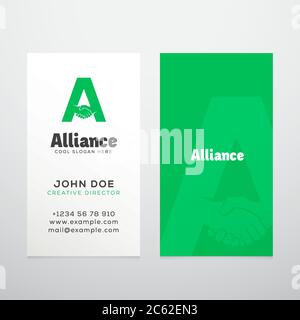 Alliance Abstract Vector Visitenkarte Vorlage oder Mockup. Stock Vektor