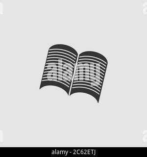 Zeitung öffnen Icon flach. Schwarzes Piktogramm auf grauem Hintergrund. Vektorgrafik Symbol Stock Vektor